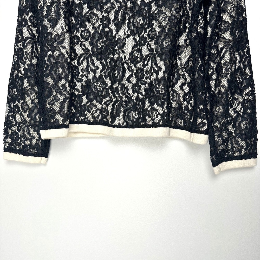NWT Talbots Floral Lace Cardigan Ivory Black S - Picture 8 of 11